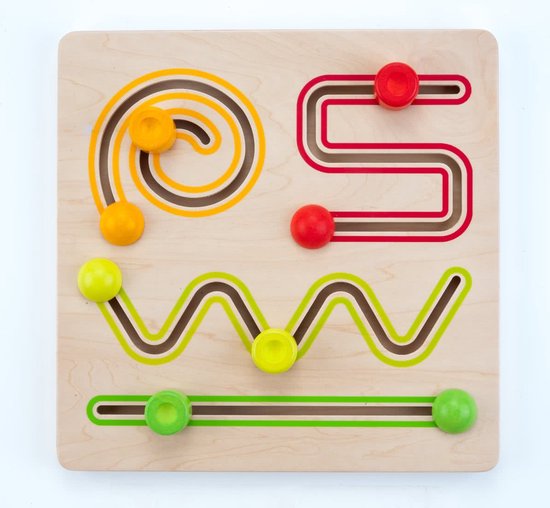 Sliding puzzle 30 x 30 cm 4 shapes rubber wood van Basically 玩具