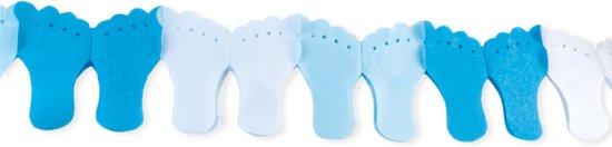 Slinger - Baby shower - blauw - 3 meter lang - voetjes van Partydeco