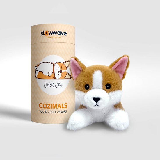 Slowwave Cozimals Cuddle Corgi - Verwarmingsknuffel - Magnetron knuffel - Warmteknuffel - Met lijnzaad en lavendel - Rustgevend - Ontprikkelend - CE gecertificeerd - Super zacht & premium verwarmbare knuffel van Slowwave