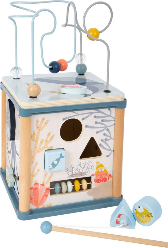 Small Foot - Houten Activiteitenkubus en Motoriekspiraal Onderwaterwereld van Small Foot