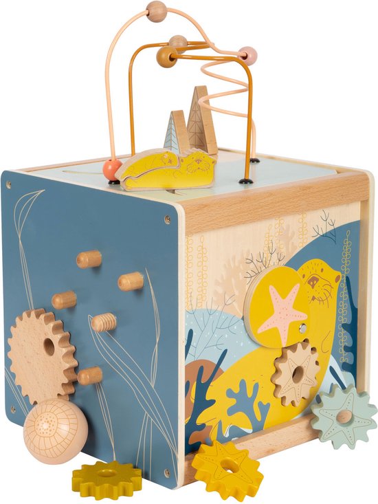 Small Foot - Houten Activiteitenkubus met Motoriekspiraal Zeekust van Small Foot