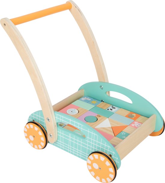 Small Foot - Houten Baby Walker Loopwagen met Blokken Pastel, 35dlg. van Small Foot