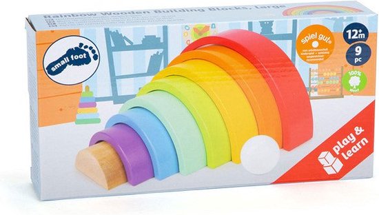 Small Foot - Houten Bouwblokken Regenboog, 9dlg. van Small Foot