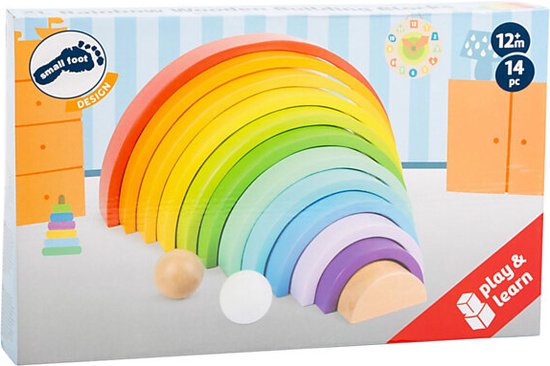 Small Foot - Houten Bouwblokken Regenboog XL, 14dlg. van Small Foot