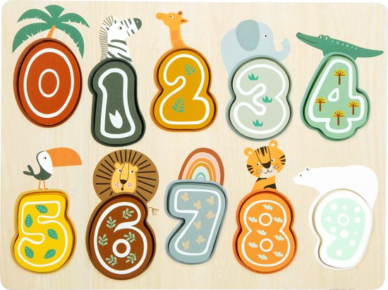 Small Foot - Houten Cijfer Puzzel Safari van Small Foot