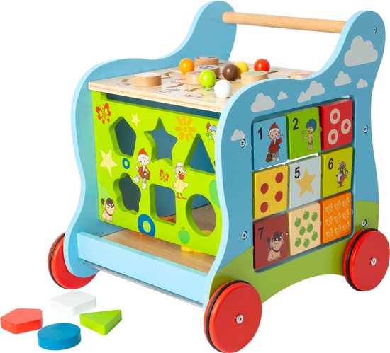 small foot - Houten loopwagen "Sandman" - Multicolor - Met opbergruimte voor speelgoed - 37x36x41 cm van Small Foot
