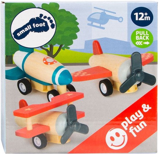 Small Foot - Houten Pull-back Vliegtuigen, Set van 3 van Small Foot