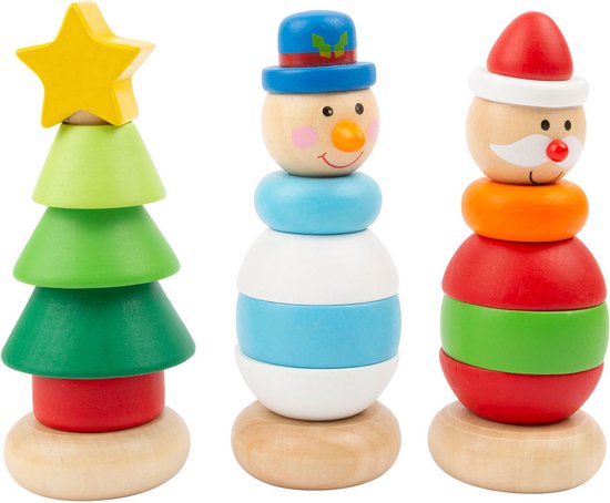 Small Foot - Houten Stapeltoren Kerstfiguur, per stuk van Small Foot