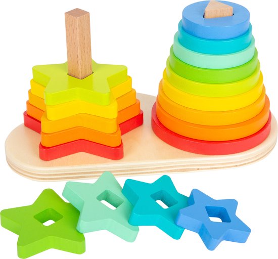 Small Foot - Houten Stapeltoren Regenboog Cirkel en Ster, 19dlg. van Small Foot