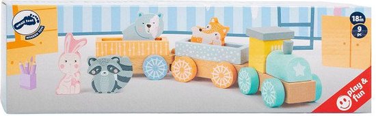 Small Foot - Houten Trein met Bosdieren Pastel, 9dlg. van Small Foot