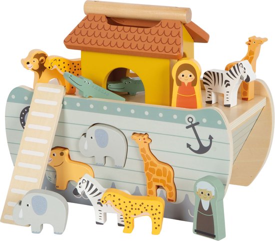 Small Foot - Houten Vormenstoof Ark van Noach Safari, 15dlg. van Small Foot