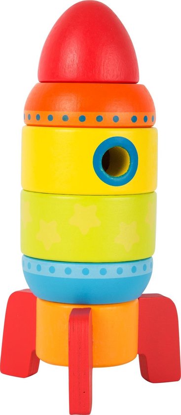 Small foot - Kleurrijke Blokken Stapel Raket | Houten Vormenstoof | Vanaf 1 jaar van Small Foot