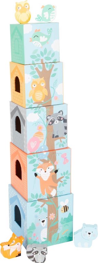 Small Foot - Stapeltoren met Bosdieren Pastel, 10dlg. van Small Foot