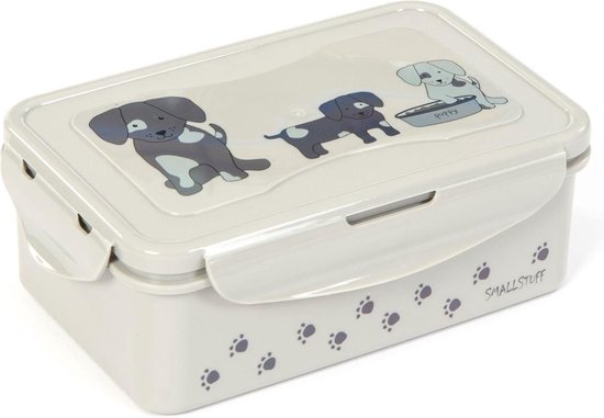 Smallstuff Lunchbox Hondjes 18 X 11 X 7 Cm Grijs/wit van Smallstuff