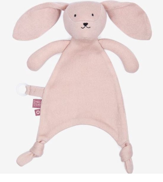 Smallstuff prachtig knuffeldoekje - tuttel -konijn- roze- 100% merino wol van Smallstuff