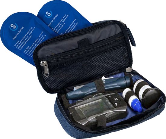 Smart Cool'R Unisex Diabetes Tas Clutch Navy- Diabetes etui - Insuline Koeltas - Insuline Etui - Diabetes Tasje - Medische Koeltas voor Insuline met 2 Ice Packs voor optimale temperatuur van Smart