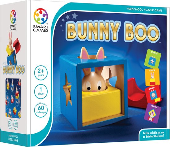 SmartGames - Bunny Boo - 60 opdrachten - Houten kleuterspel - Ruimtelijk inzicht van Smart+