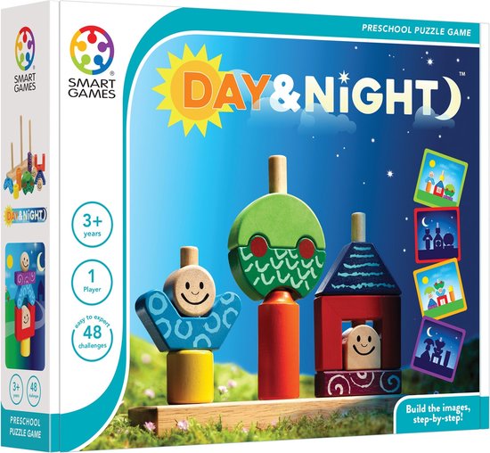 SmartGames - Day & Night - 48 opdrachten - Houten stapelspel van Smart+