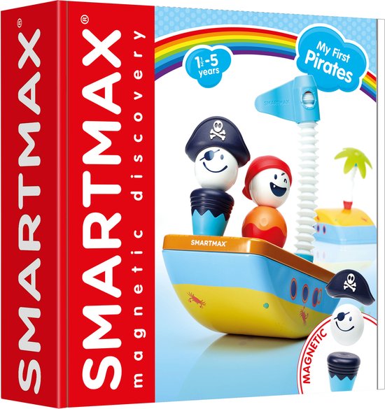 SmartMax My First Pirates - Magnetische Piratenset - Bouwset in Metalen Opbergkoffer - Educatief Speelgoed voor Peuters - Vanaf 1 Jaar