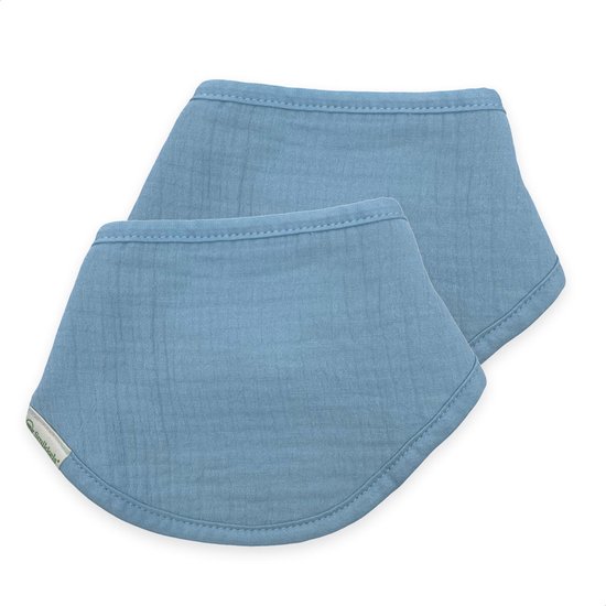 Smikkels - Baby bandana slab (2 stuks) Blauw - 100% biologisch katoen - dubbellaags - kwijl slabbetje baby - Kraamcadeau van Smikkels
