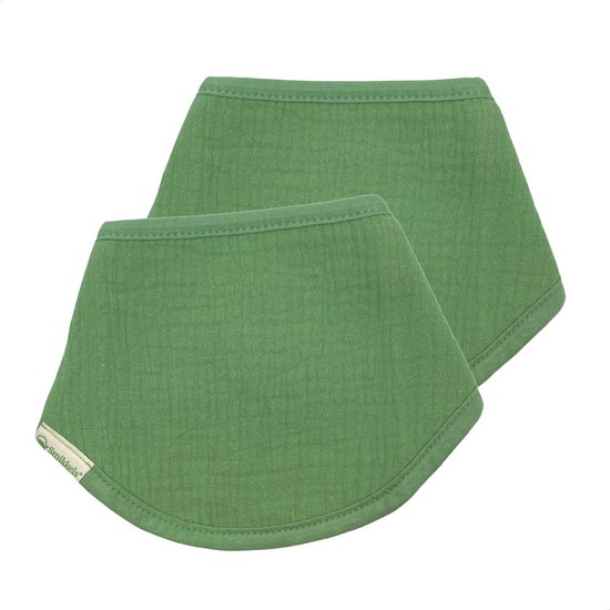 Smikkels - Baby bandana slab (2 stuks) Groen - 100% biologisch katoen - dubbellaags - Dikke kwaliteit - hydrofiel met badstof - kwijl slabbetje - Kraamcadeau jongen meisje van Smikkels