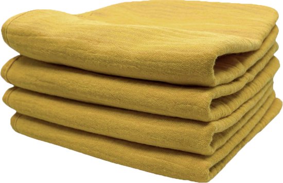 Smikkels - Baby Spuugdoekjes - Monddoekjes - set van 4 stuks - Geel - Dubbellaags - 100% biologisch katoen - hydrofiel met badstof van Smikkels