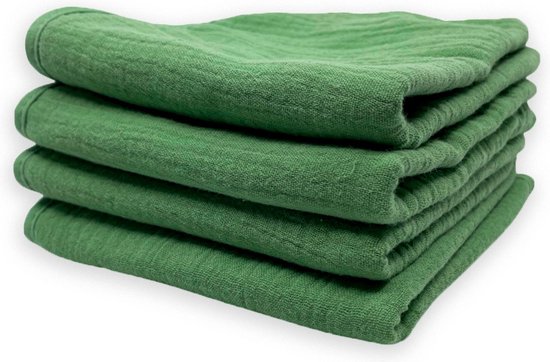 Smikkels - Baby Spuugdoekjes - Monddoekjes - set van 4 stuks - Groen - Dubbellaags - 100% biologisch katoen - hydrofiel met badstof van Smikkels