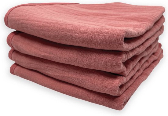 Smikkels - Baby Spuugdoekjes - Monddoekjes - set van 4 stuks - Roze - Dubbellaags - 100% biologisch katoen - hydrofiel met badstof van Smikkels