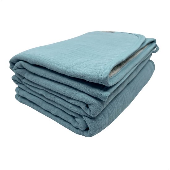 Smikkels - katoenen hydrofiele doeken (2 st) - Blauw - 100% Biologisch katoen - Katoen en badstof - 60x60 - Hydrofiele luier baby van Smikkels