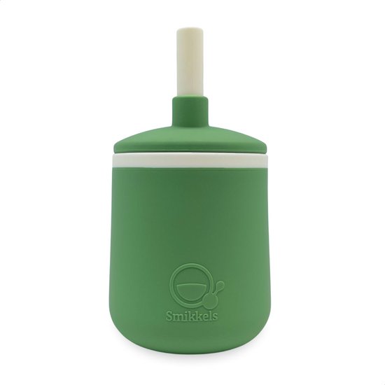 Smikkels - Siliconen kinderbeker - Veilige Drinkbeker - Oefenbeker - Rietjesbeker - Duurzaam - Peuter - Baby - Groen van Smikkels