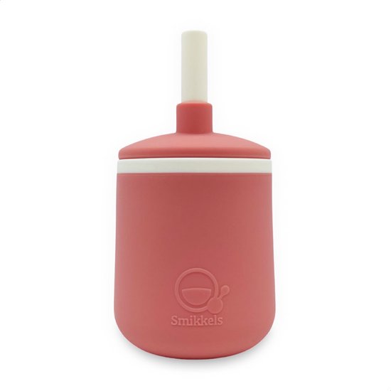 Smikkels - Siliconen kinderbeker - Veilige Drinkbeker - Oefenbeker - Rietjesbeker - Duurzaam - Peuter - Baby - Roze van Smikkels