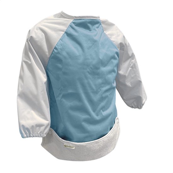 Smikkels slabbetje met mouw (L) rPet Collectie - Mouwslab - Kliederschort - Blauw - Drukknoopsluiting - Dubbellaags van Smikkels