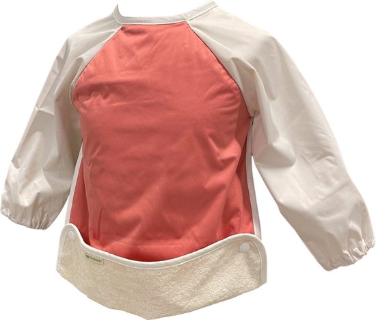 Smikkels slabbetje met mouw (s) rPet Collectie - Mouwslab - Kliederschort - Roze - Drukknoopsluiting - Dubbellaags van Smikkels