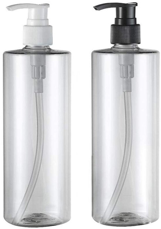 SMOAKEZ- Pompfles 500ml - 2 Stuks - Leeg Navulbaar - Kunststof - Transparant - Pompkop voor Lotion/Shampoo - Cosmetica Fles