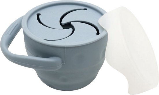 Snack Cup (Poeder Blauw) - Siliconen - Inklapbaar - Met deksel - Baby - Vanaf 6 maanden van HyggeJoy