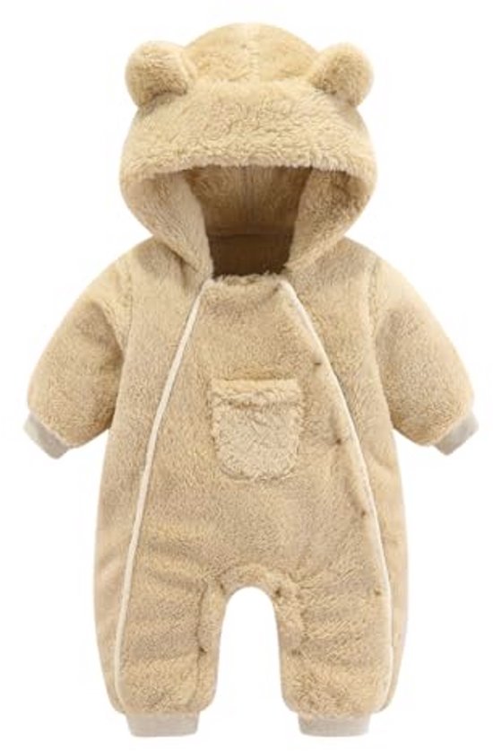 Sneeuwpak voor Pasgeboren Baby met Capuchon - Warm Fleece Jumpsuit voor Herfst en Winter van Merkloos