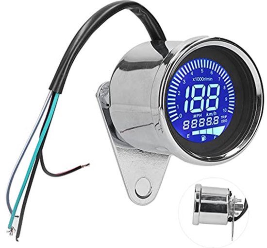 Snelheidsmeter 0â€‘160KM/H LCD Digitale LED Snelheidsmeter GPS Snelheidsmeter Odometer Waterdicht voor Motorfiets 12V DC Retro Chroom Stijl van Merkloos