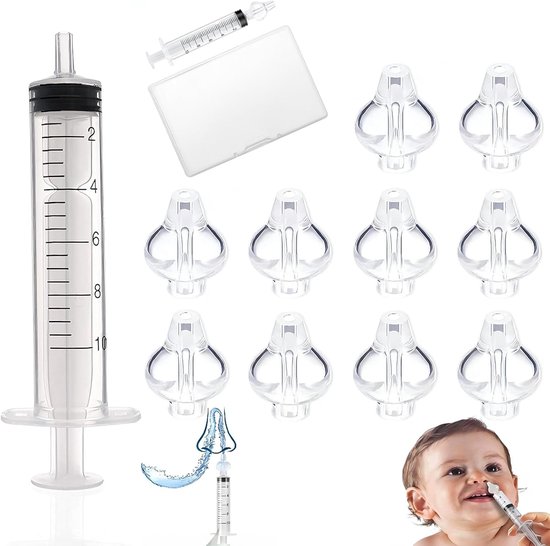SnelShoppen - 10 x Neti Rinser Neus Spoel Cup Baby Syringe, Herbruikbare Nasale Spoel Tips, Effectieve Neusreiniging voor Kinderen, Siliconen Vervangt