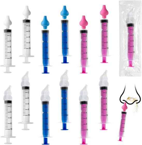 SnelShoppen - 12-delige Kleurrijke Neusspoeling Baby Set - Herbruikbare 10 ml Siliconen Neuszuiger - BPA Vrij - Ideaal voor Baby en Volwassenen - Neus