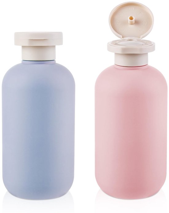 SnelShoppen - 2-Pack Squeeze Bottles 200ml - Leeg Refillable Plastic Travel Containers - Voordelige Reizen Accessoires - Shampoo, Lotion, Conditioner,