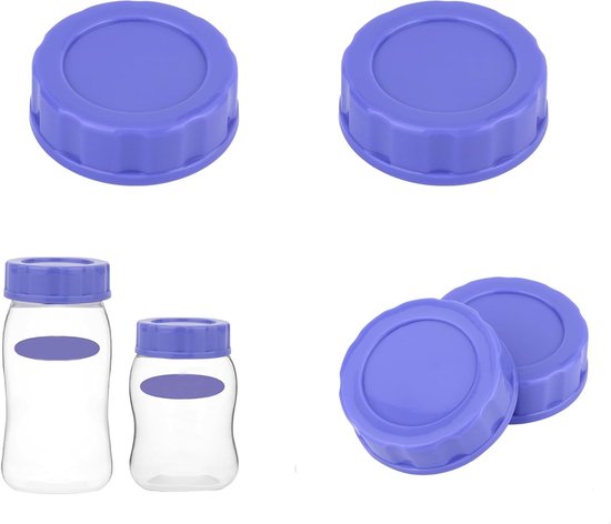 SnelShoppen - 2 Stuks Babyflesdop voor Pigeon & Lansinoh Flessen - Lekvrij, Perfect voor Reizen & Vervangingsdeksels - BPA Vrij, Siliconen, Paars