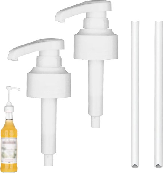 SnelShoppen - 2 Stuks Syrup Pomp Doseringspomp voor Siropen met Slangen 10ml - Herbruikbare Pomp voor 1L Flessen - Perfect voor Keuken en Bar