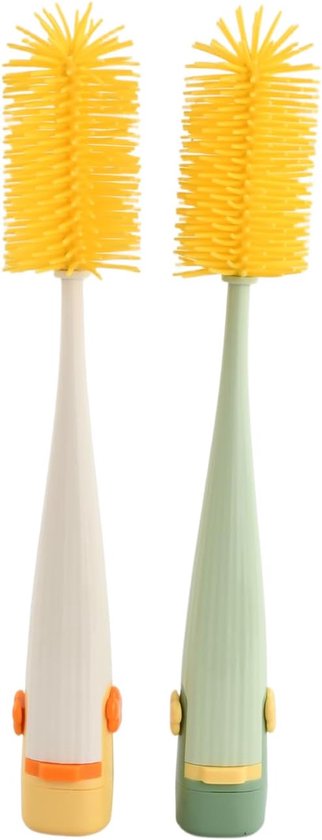 SnelShoppen - 2pcs 5-in-1 Bottle Brush Set, Multifunctionele Silicone Waterfles Reiniger met Lange Handgreep, Ideaal voor Flessen, Bekers en Zuigfless