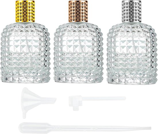 SnelShoppen - 3 Stuks Pineapple Perfume Atomizer, Refillable Crystal Glas Spray Flesje met Deksel, Compact Reistasje voor Vrouwen, Perfect voor Feest