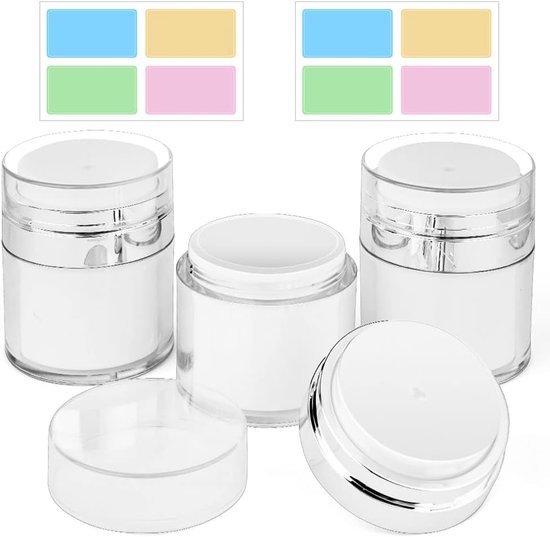 SnelShoppen - 3pcs Vacuum Lotion Jar - Herbruikbare Pomp Dispenser voor Crème - Airless Pompen - Transparante Cosmetische Flesjes - 50ml - Ideaal voor