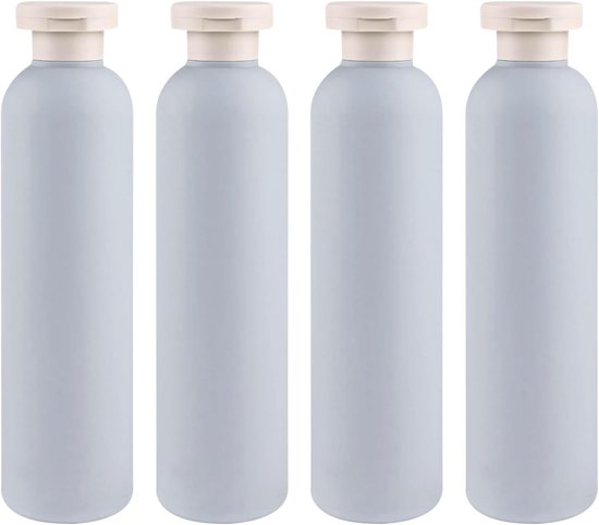 SnelShoppen - 4 Stuks Squeeze Flessen met Flipdop, 260ml, Lekvrij, Refillable Plastic Reisflessen, Draagbare Flessen voor Crèmes, Lotion, Shampoo (Bla