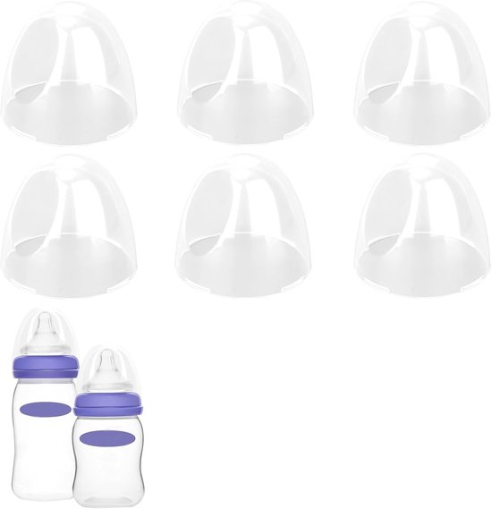 SnelShoppen - 6 Stuks Babyflesdeksels voor Lansinoh Flessen, Zachte & Veilige Vervangende Flesdoppen, Ideaal voor Kinderen, Compacte Opberging