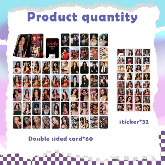 SnelShoppen - 60 Katseye-kaarten met 32 Stickers, Dubbelzijdige Groepsfotokaarten Set voor Meisjes, Mini Merchandise Fotokaarten voor Feesten, Verjaar