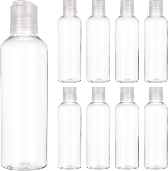 SnelShoppen - 8 Packs van 200ml Transparante Lege Plastic Flessen voor Handzeep, Gezichtsreiniger, Navulbare en Draagbare Flessen - Ideaal voor Campin