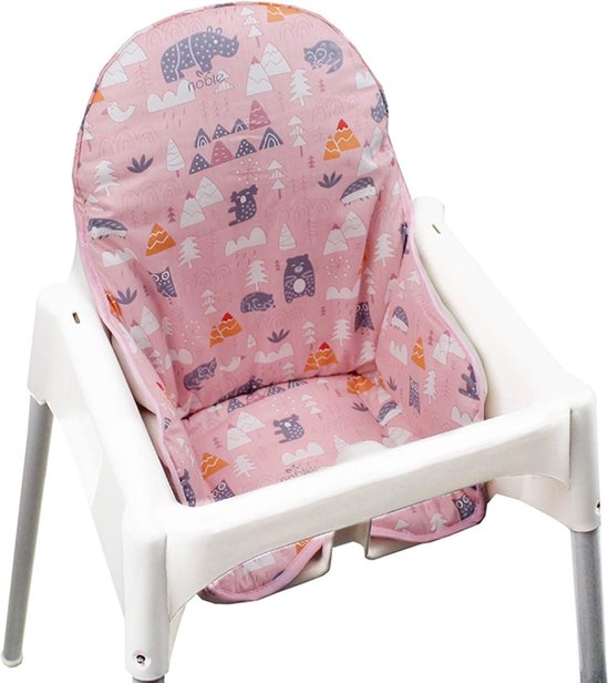 SnelShoppen - Antilop Kinderstoel Hoes - Opvouwbare Katoenen Stoelhoes met Gewatteerd Kussen - Roze Bos Patroon - Ideaal voor Baby's, Feestjes en Thui